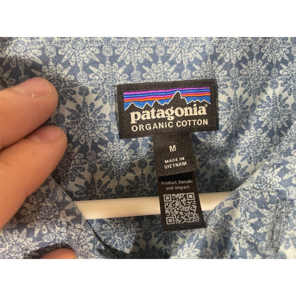 Patagonia Shirt Mens Medium Go To Floral Geometric Button Up 52691 Blue - Picture 3 of 12